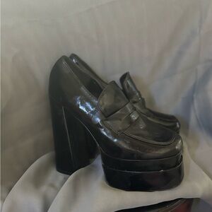 Shiny Black Platform Loafers